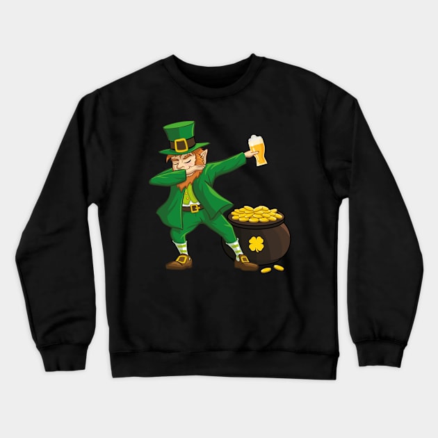 Dabbing Leprechaun St. Patricks Day Beer Crewneck Sweatshirt by trendingoriginals